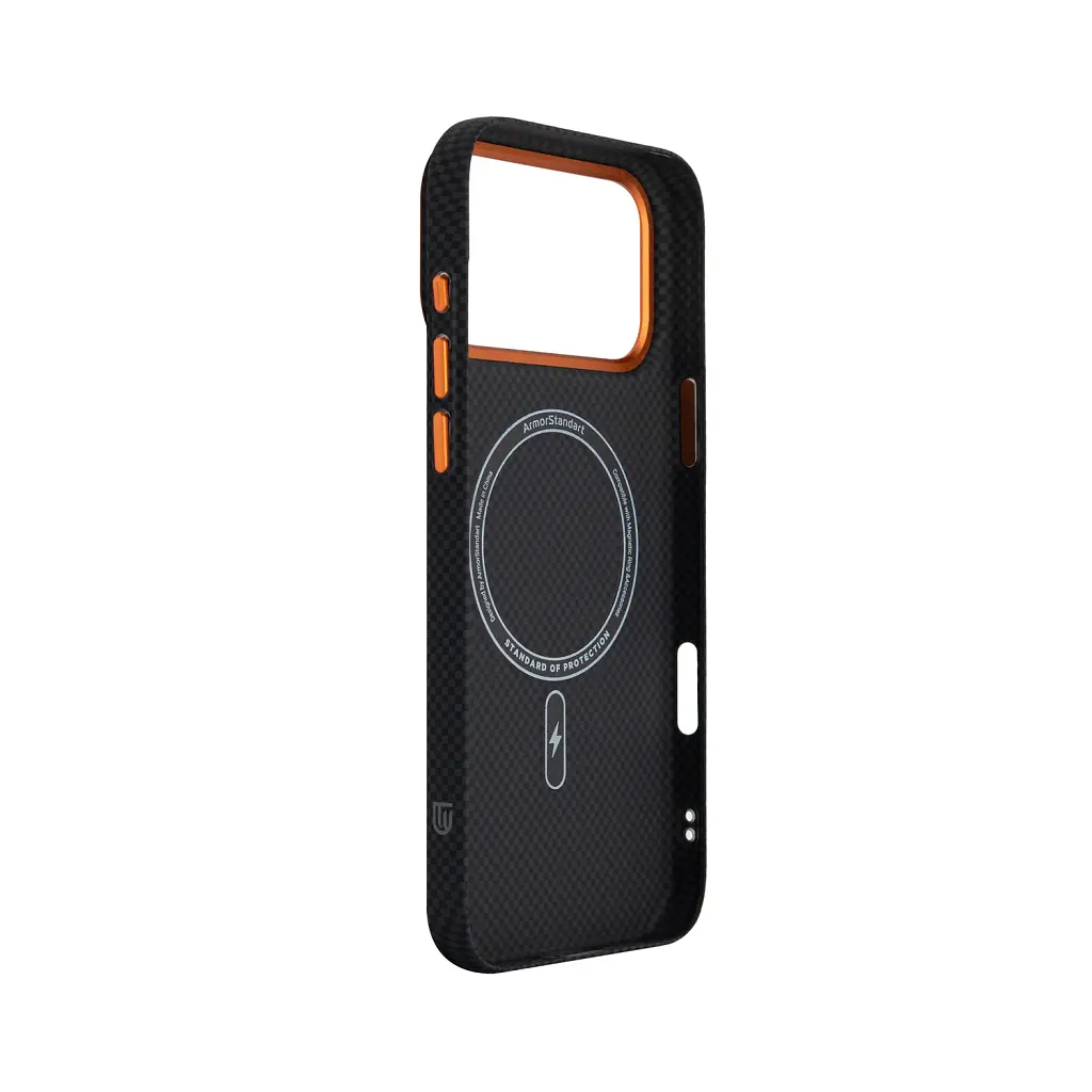 Чохол ArmorStandart LikeCarbon2 SE MagCase для Apple iPhone 17 Pro Max Kevlar Black Orange - фото 4