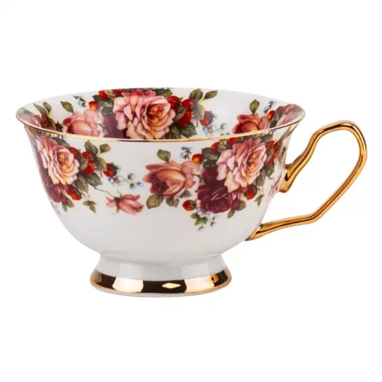Чашка з блюдцем Elisey English Garden 200 мл (9217-007) червона з білим       - фото 3