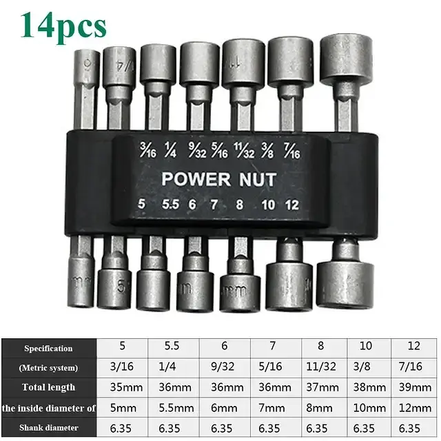 Набір шестигранних головок для шуруповерта 14 PCS sleeve AND - фото 3