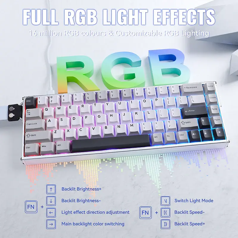 Игровая магнитная клавиатура Attack Shark X68 Max / Проводное подключение / Magnetic Switch / White - фото 7
