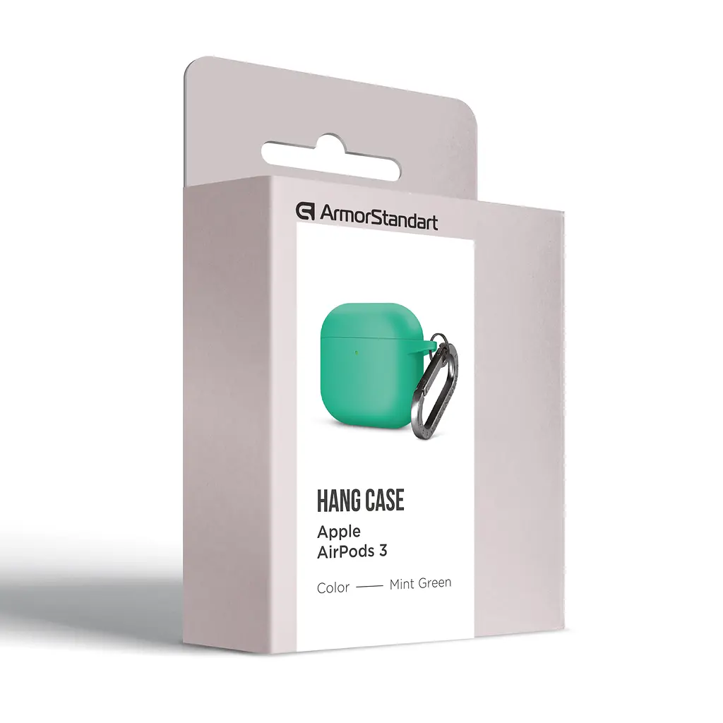 Силіконовий чохол для навушників Apple AirPods 3, Hang Case, бірюзовий, ультратонкий захисний кейс товщиною 2 мм, захист від подряпин, пилу та ударів, компактний, з карабіном для кріплення, ArmorStandart (ARM60316) - фото 8