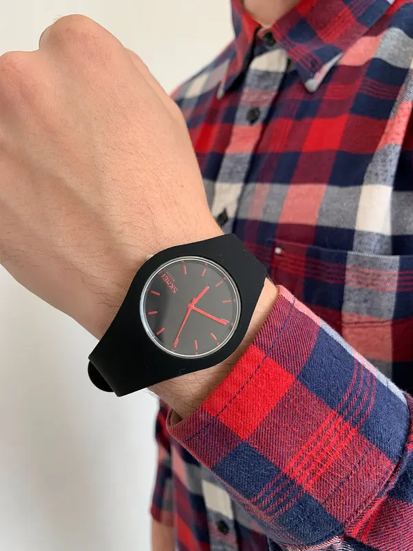 Наручний годинник чоловічий Skmei Rubber Black 9068 Чорний (1525) - фото 4
