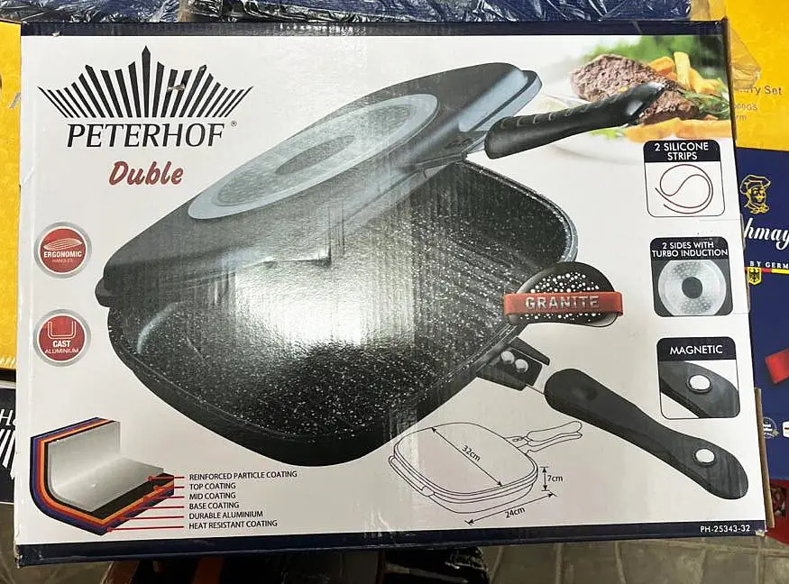 Сковорода гриль с антипригарным покрытием Peterhof PH-25343-32 двусторонняя сковорода гриль. - фото 4