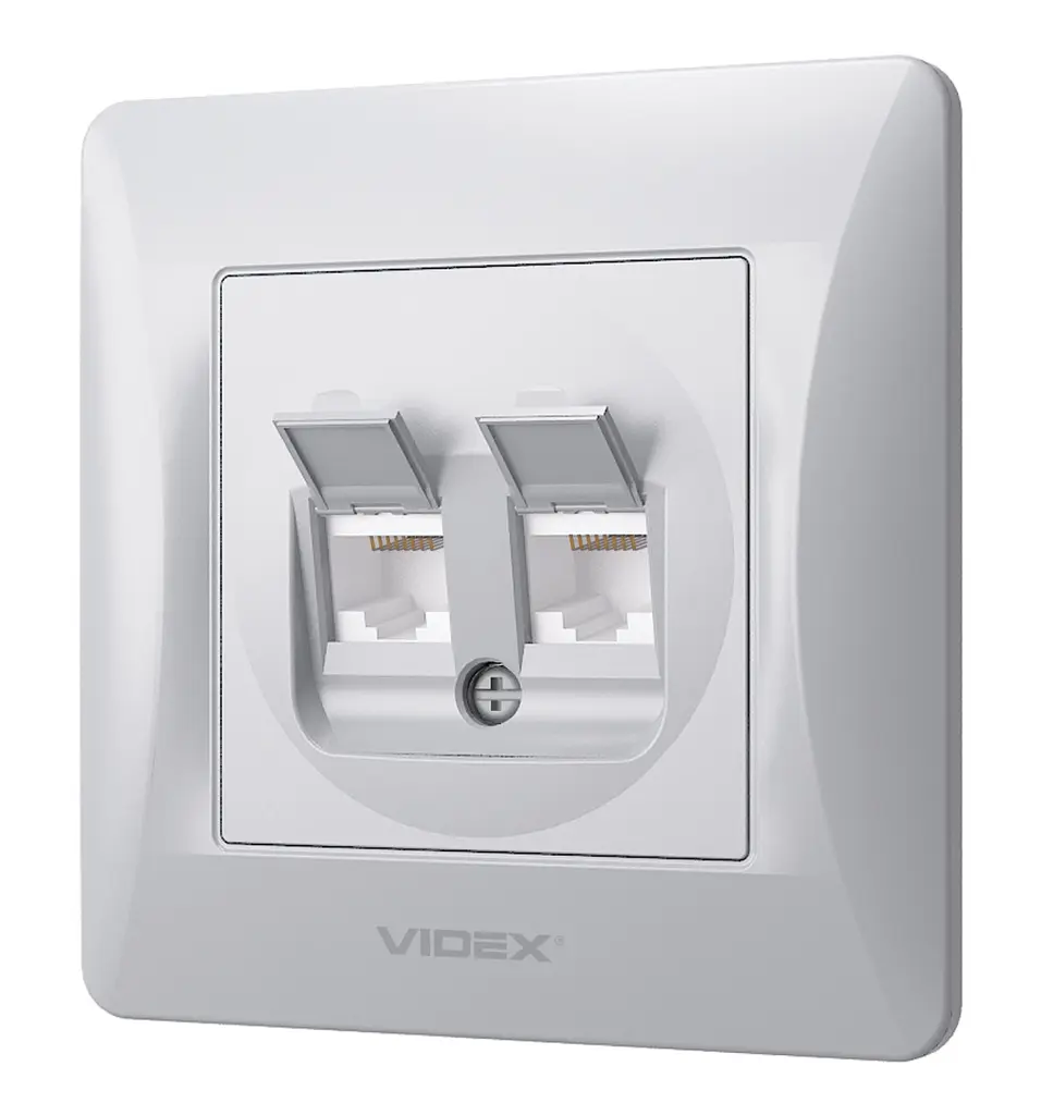 Розетка Videx Binera CAT6+CAT6 комп'ютерна подвійна срібний шовк (VF-BNSK2PC6-SS) - фото 2