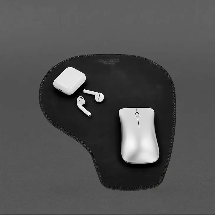 Коврик для мышки "Грушка" из натуральной кожи черный Crazy Horse - фото 7