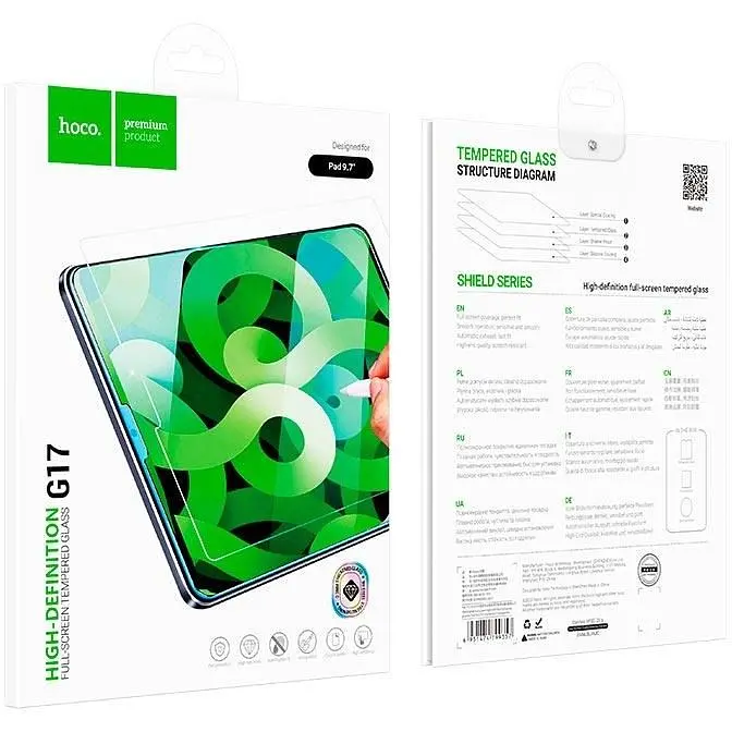 Захисне скло Hoco для iPad 9.7" Shield series full-screen high-definition tempered glass (G17) - фото 2