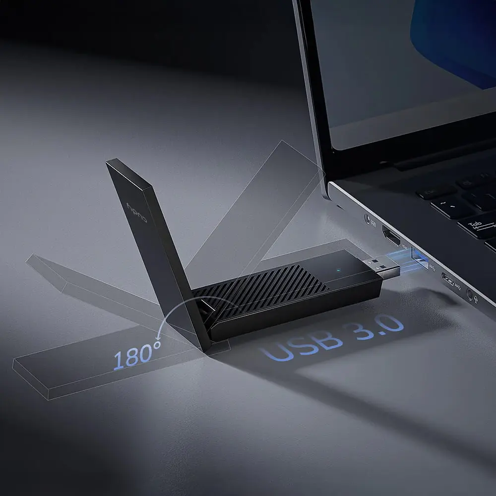 Адаптер WiFi 6E Cudy WU5400 тридіапазонний з USB 3.0 AX5400 (73-00588) - фото 7