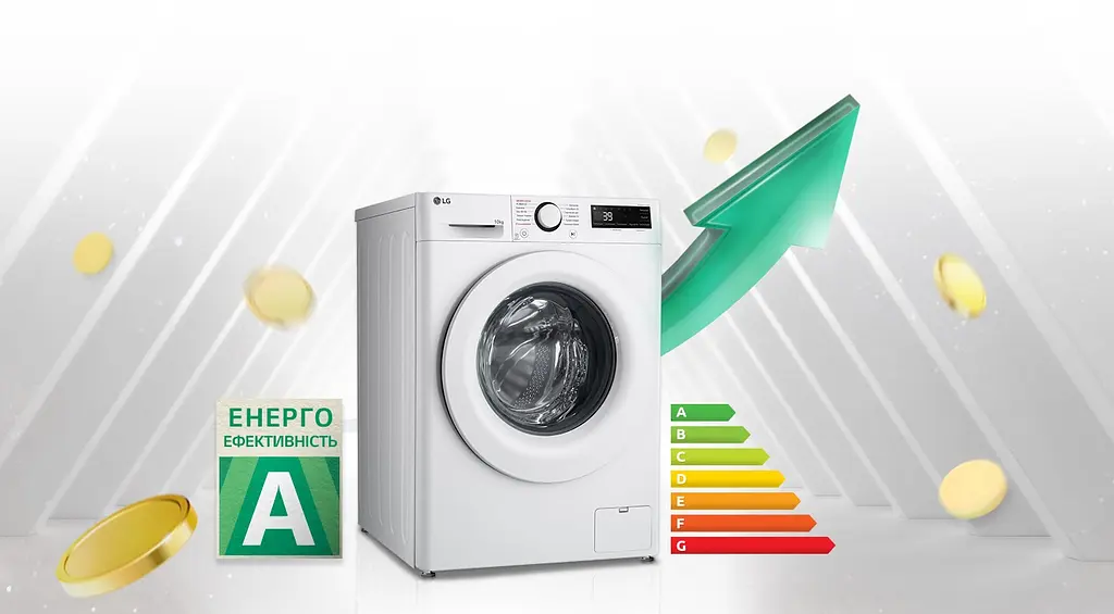 Пральна машина LG фронтальна, 10кг, 1400, A, 57см, дисплей, пара, інвертор, білий - фото 2