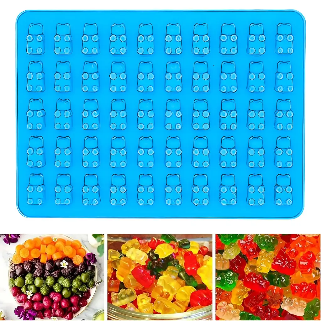 Силіконова форма для желейних цукерок "Міні Ведмедики Gummy Bears" 19х13.7 см, Kitchen Master Блакитний 87334 - фото 2