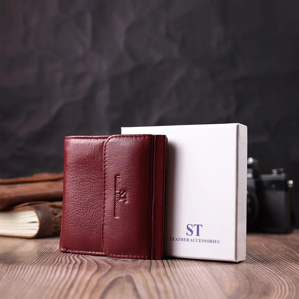 Невеликий жіночий гаманець з монетницею з натуральної шкіри ST Leather 22544 бордовий - фото 8
