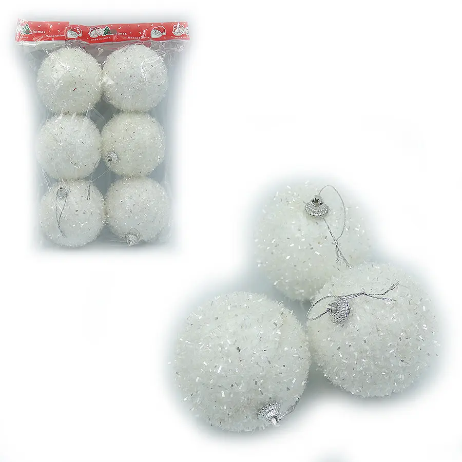 Набір новорічних кульок "JO" /DSCN1519-7/ "Snow" 7см, 6шт (1/64)