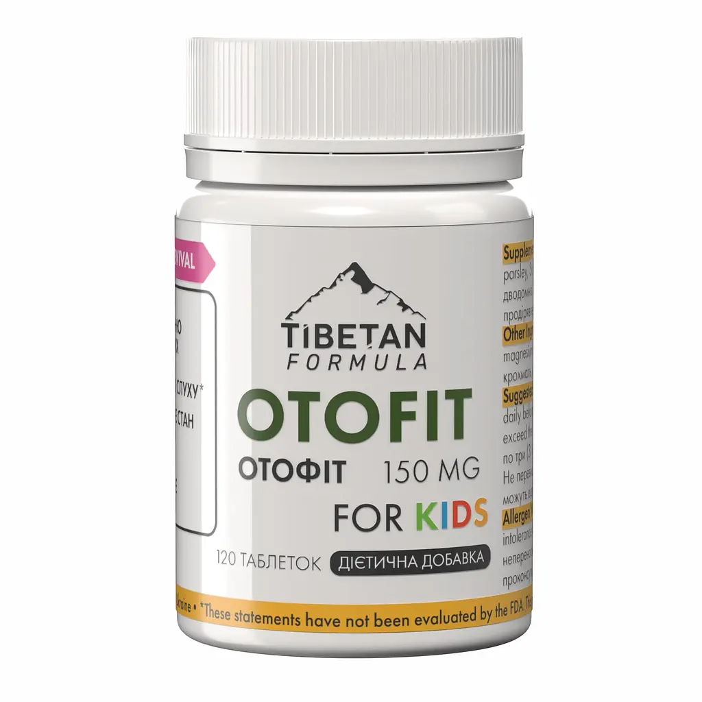 Таблетки Tibetan Formula Отофіт дитячий для покращення слуху 120 таблеток