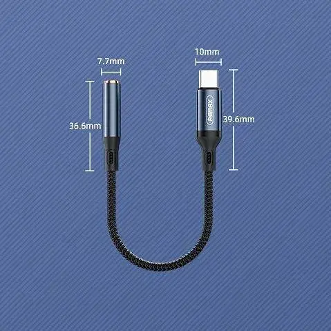 Кабель Remax Jack 3.5 AUX - USB C Sury 15 см чорний - фото 3
