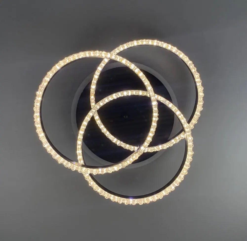 LED світильник чорний на 3 кільця з хромованою смужкою d30 см Line.F A 55063/3С RGB BK+CR - фото 4