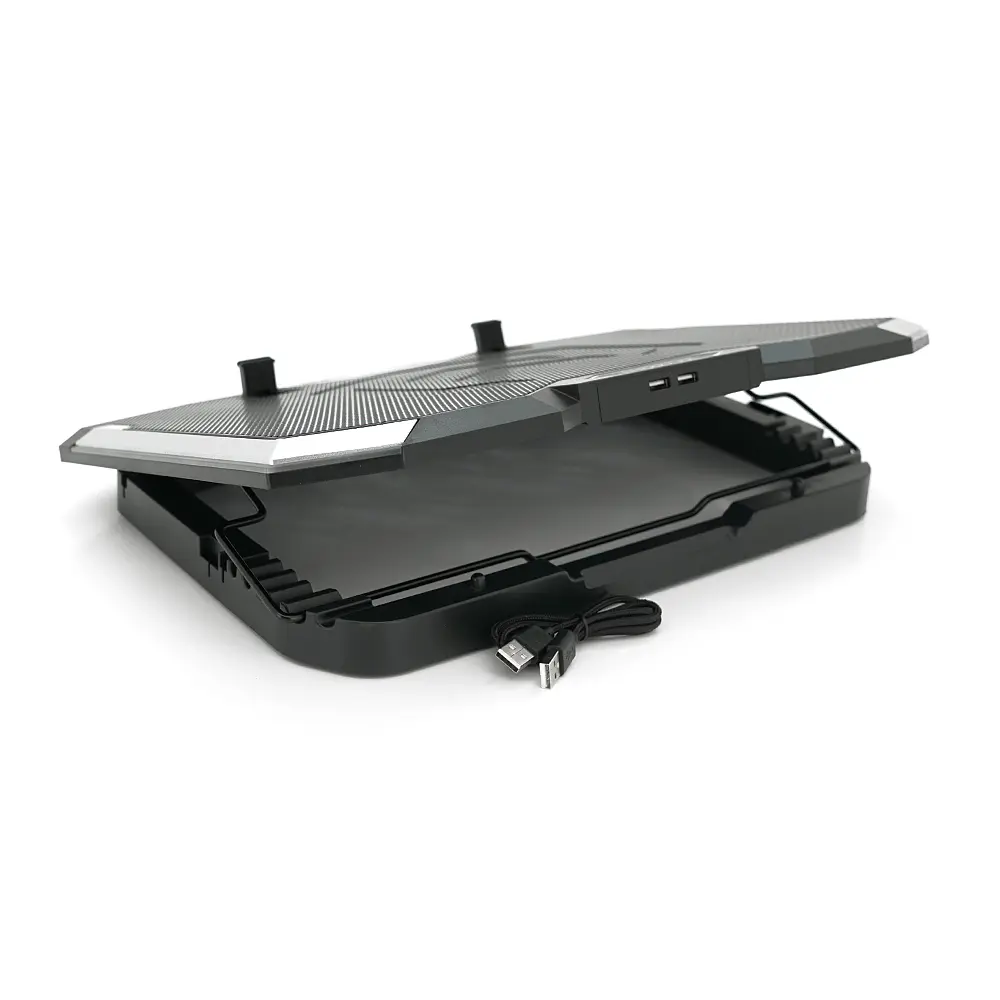Підставка під ноутбук IceCoorel K10, 10-17", 8 * 70mm, корпус пластик + алюміній, 2xUSB2.0 + LCD, 410x297x40mm, RGB, Box, Q10 - фото 5