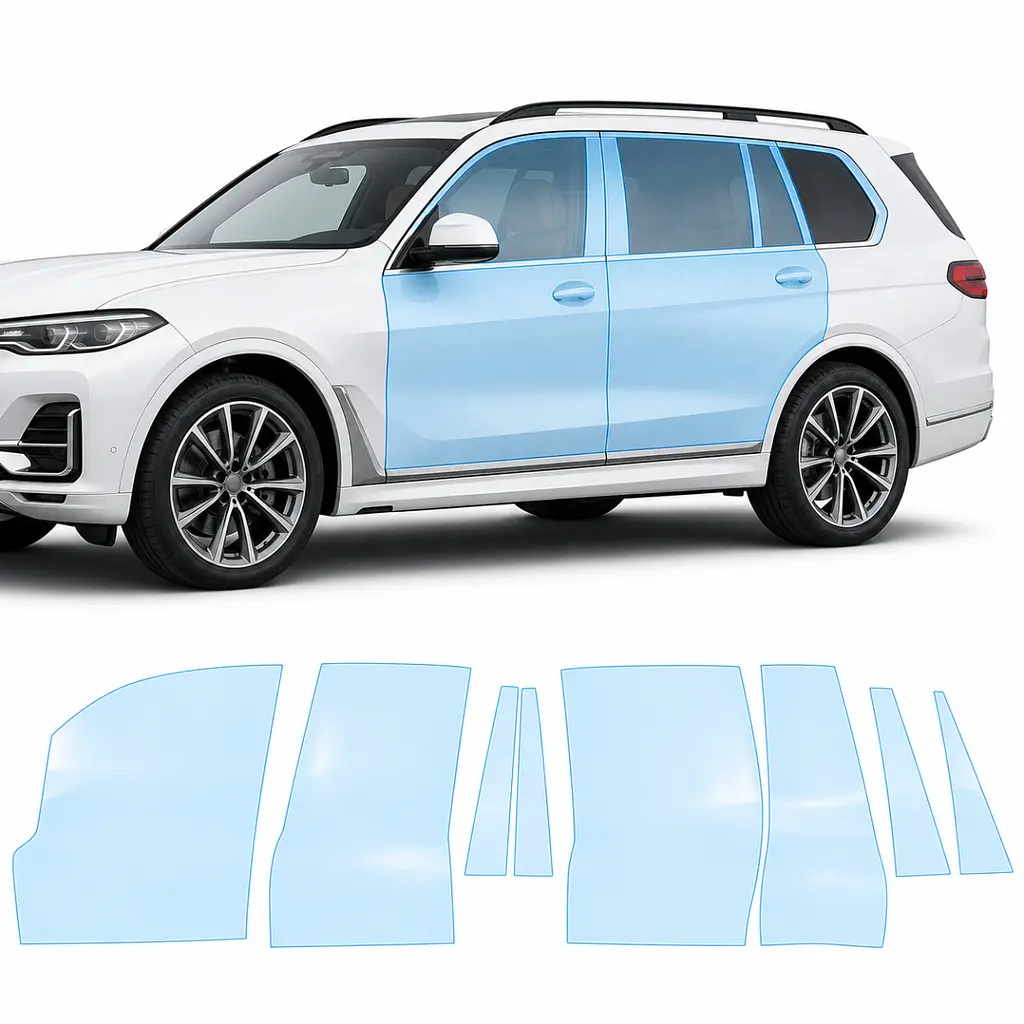 Антигравійна захисна бронеплівка за лекалами для BMW X7 G07 2019-2022 - зони дверей і стійки вікон