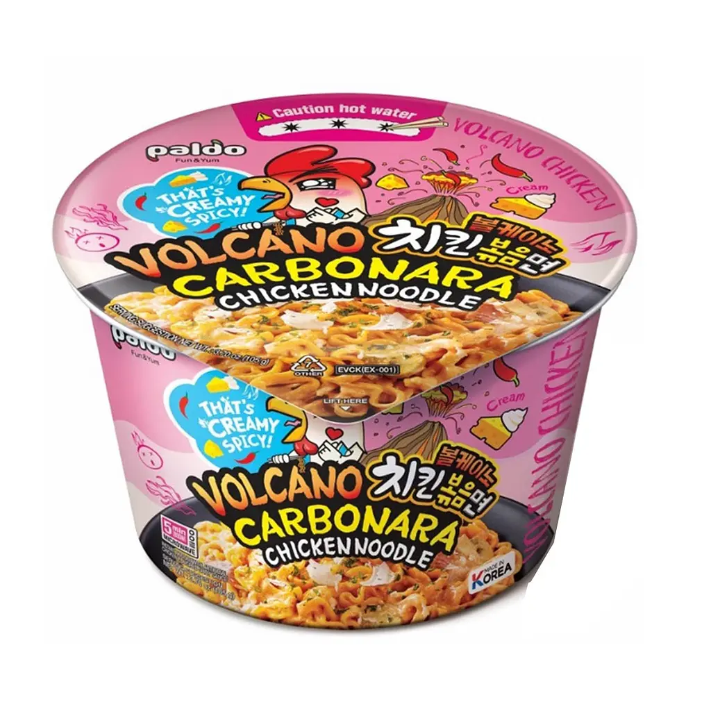 Локшина швидкого приготування зі смаком карбонари в стакані Paldo Volcano Carbonara 105 г