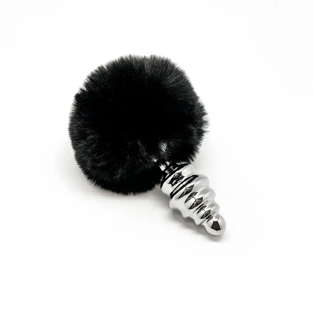 Металлическая анальная пробка с хвостиком Alive Fluffly Twist Plug M, 6.3х3.2, черная - фото 2