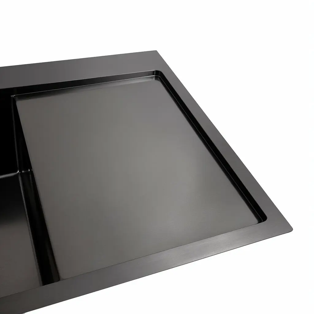 Кухонная мойка Platinum Handmade 78x50В L PVD черная, (толщина 3.0/1.0 мм), Черный - фото 3