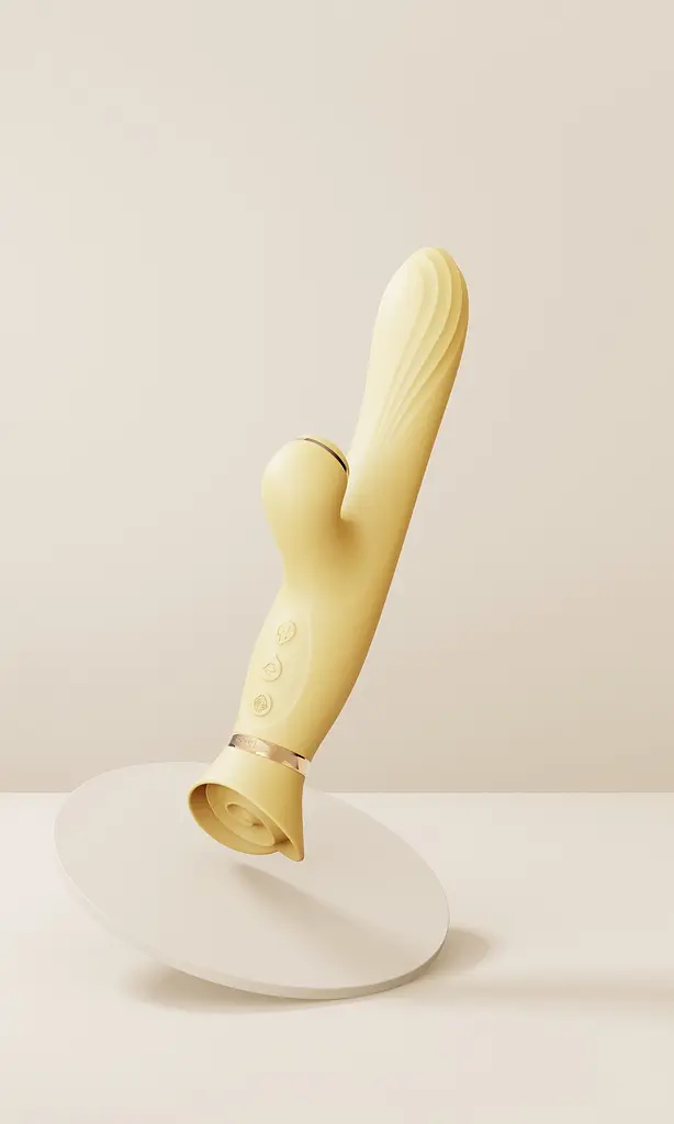 Вибратор-кролик Zalo Rose Rabbit Thruster 25 см (желтый) - фото 20