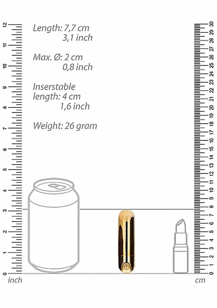 Міні-вібратор Shots Be Good Tonight Bullet 7.7 см (золотий) - фото 6