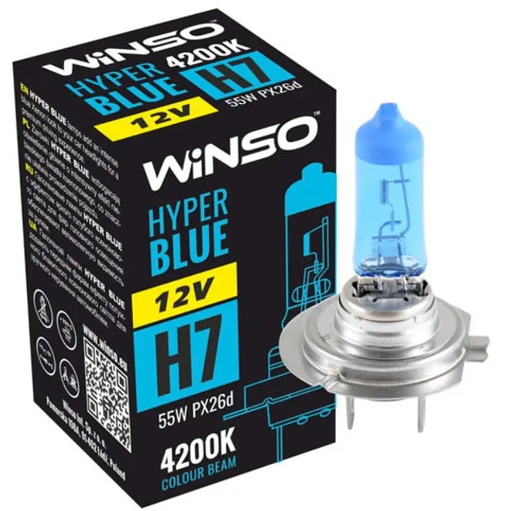 Лампа галогенна WINSO (12V H7 HYPER BLUE 4200K 55W PX26d) 712740 - фото 2