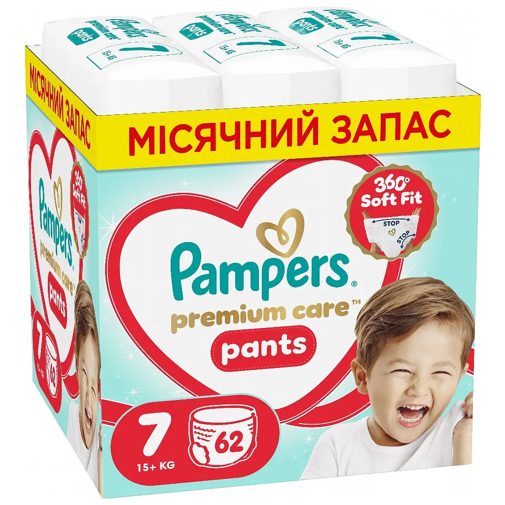 Підгузки Pampers Premium Care Pants розмір 7 (15+ кг) 62 шт. (8006530320245)
