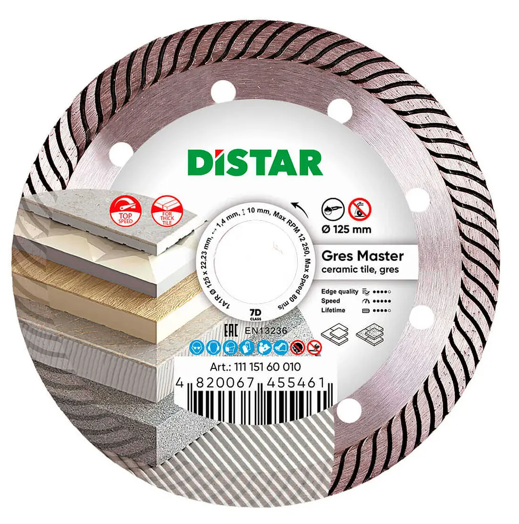 Круг алмазний по керамограніту Distar Gres Master 1A1R 125x1,4/1,0x10x22,23 мм