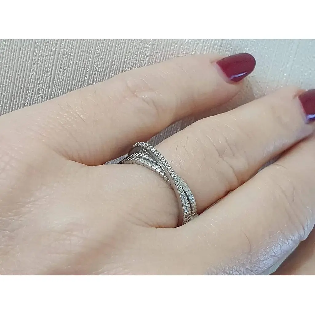 Срібне кільце Імперія золота з фіанітами. КВ1949С 17,5 - фото 2