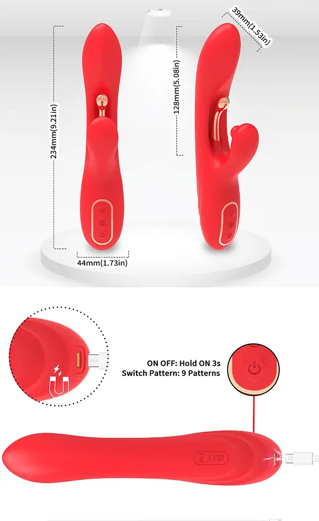 Вібратор-кролик B-Series Joy Nirvana 23.4 см (червоний) - фото 4