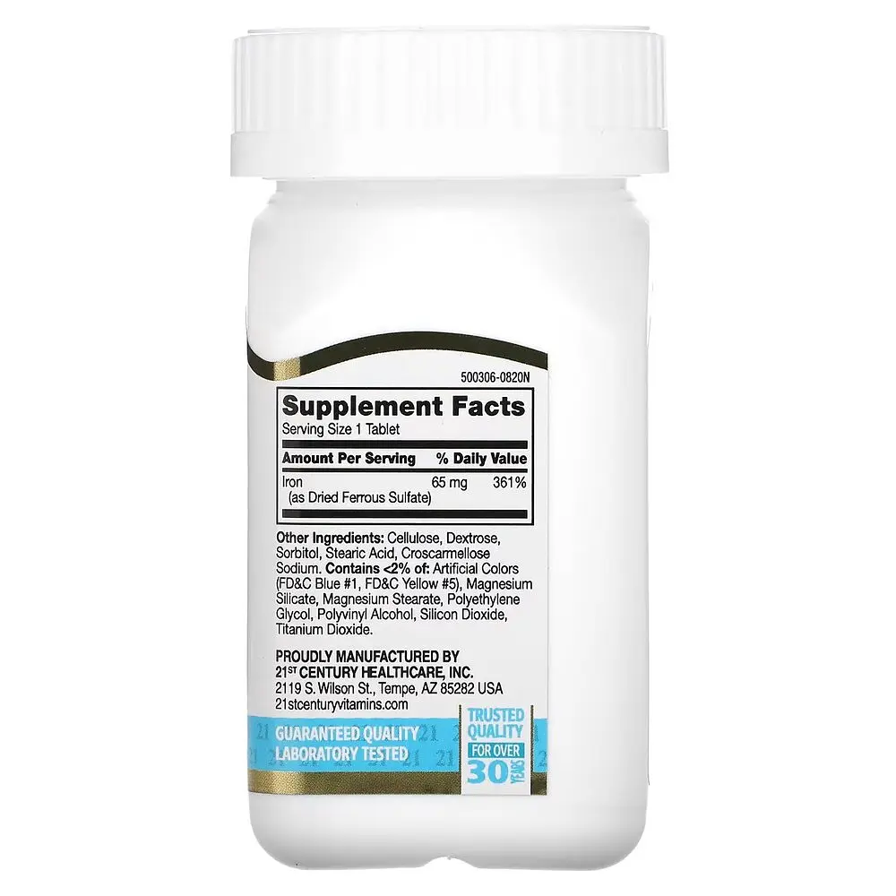 Залізо Iron 65 mg High-Potency, 120 таблеток 21st Century vit0004566 - фото 2