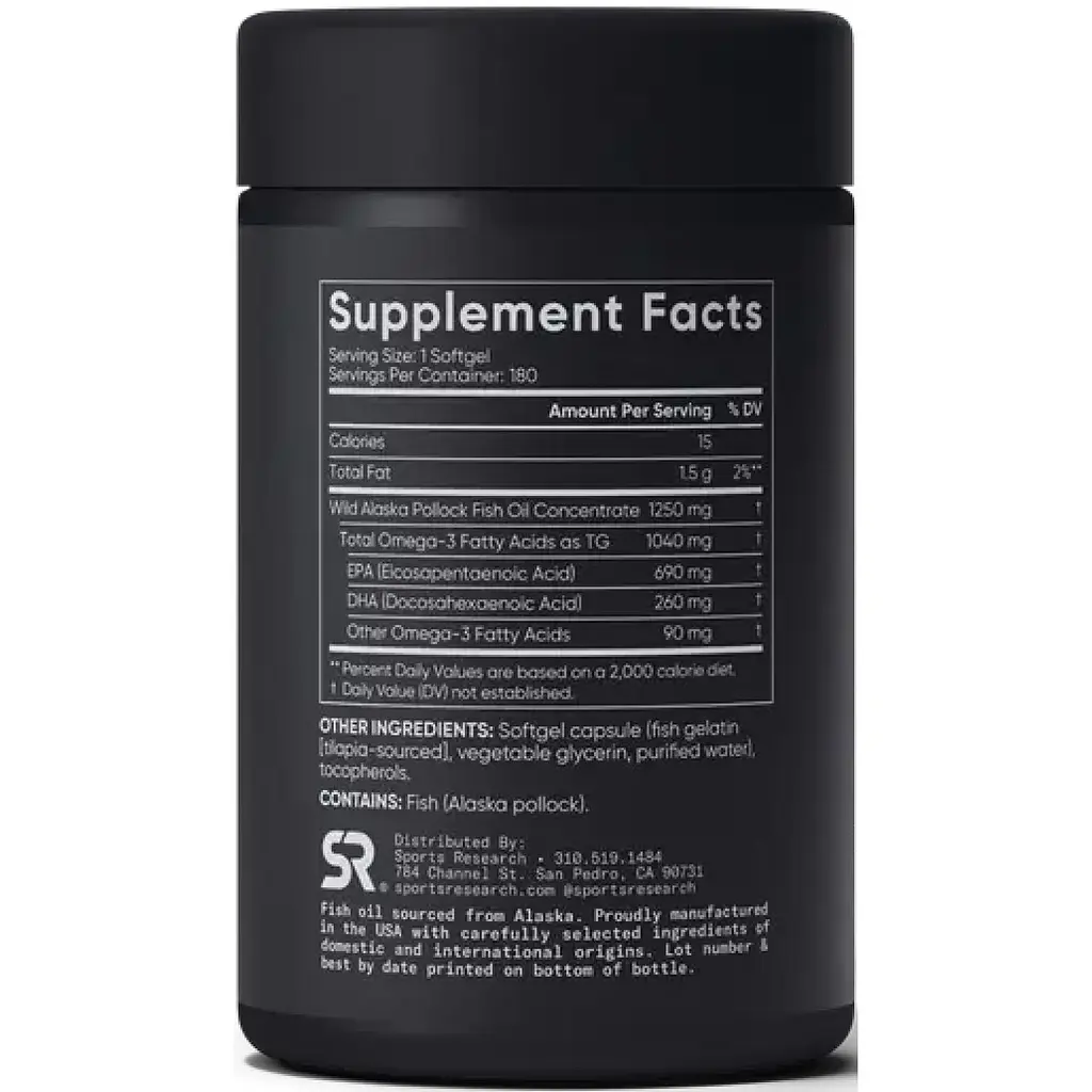 Риб'ячий жир Sport Research Omega-3 Fish Oil Alaska 1250 мг 180 капсул - фото 2