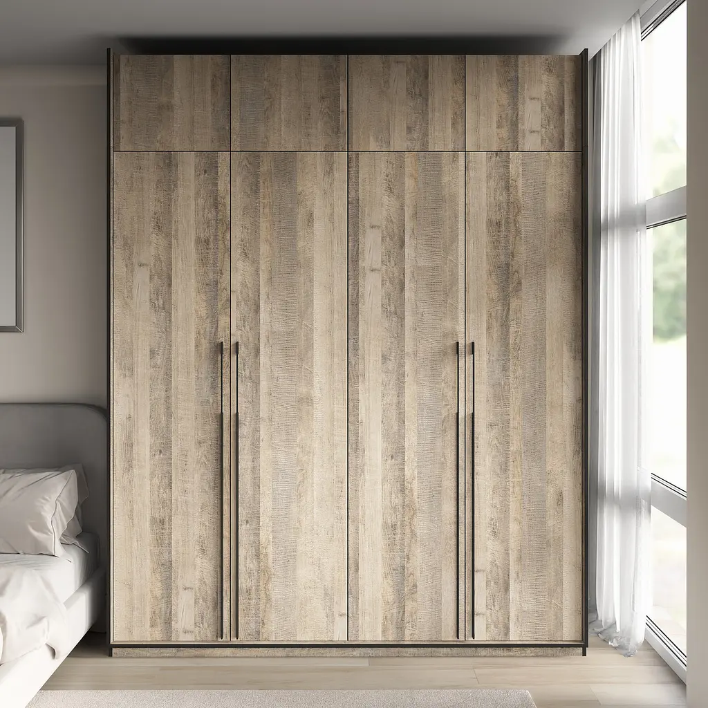 Шафа для одягу Flamecame у спальню з поличками на 4 двері FR-17 Гранж ПІсочний - фото 3