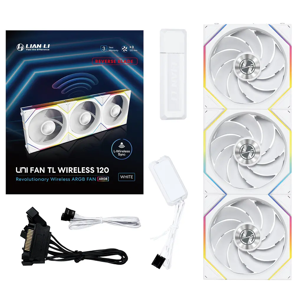 Вентилятор Lian Li Uni Fan TL Wireless Reverse 120-3 White (G99.12RTL1W3W.00) - фото 9