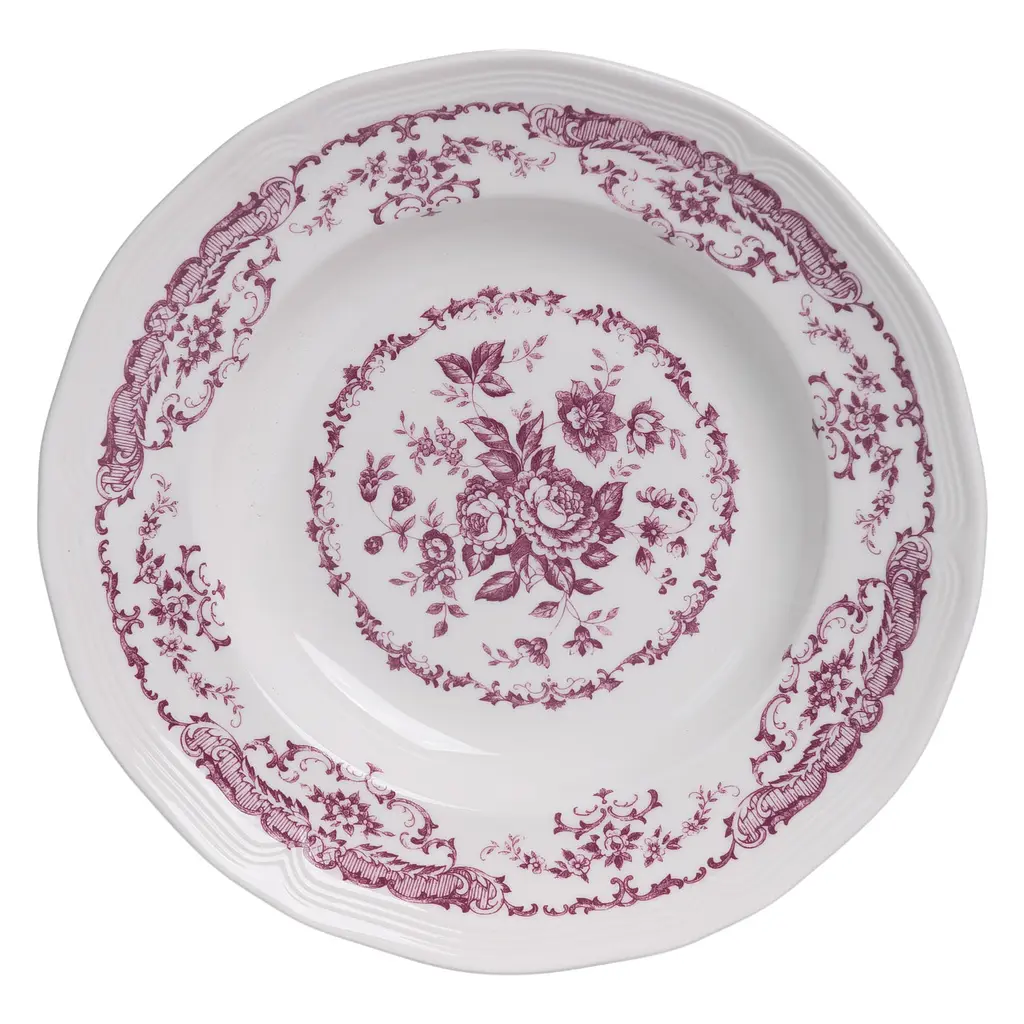 Столовый набор посуды тарелок 16 штук на 4 персоны Bissi фарфоровый Розовый Yiwu YY78-2A - фото 4