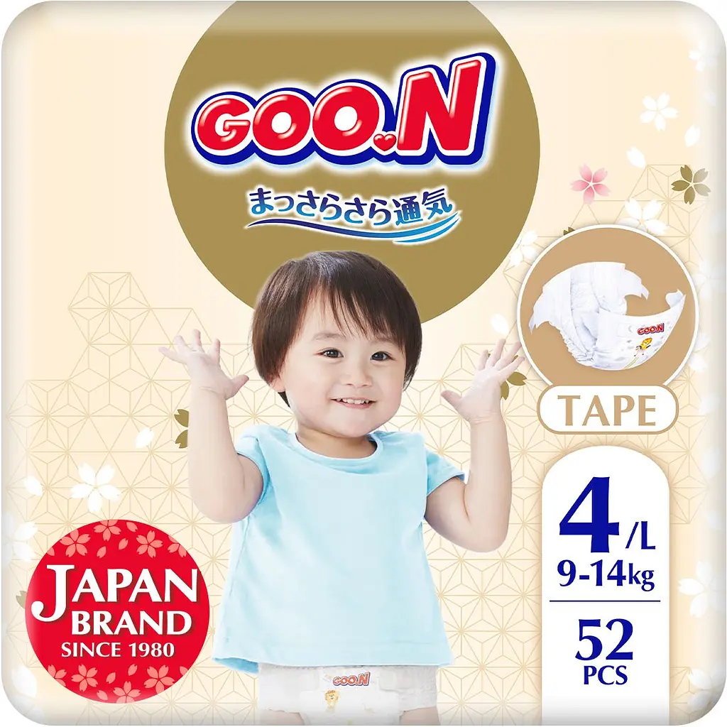Упаковка подгузников для детей Goo.N Premium Soft 4 L (9-14 кг) 104 шт. (52 шт. х 2 шт.) - фото 2