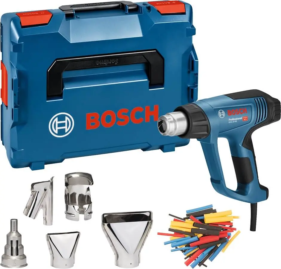 Технічний фен Bosch GHG 23-66 Professional із комплектом насадок і термоусадочними трубками, у L-BOXX 136