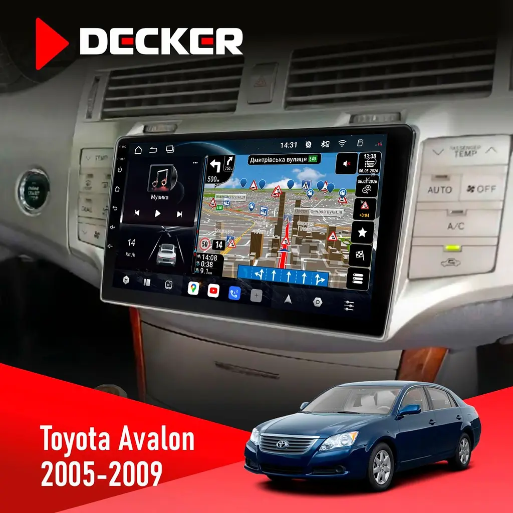 Штатна магнітола Toyota Avalon 2005-2009 Decker D9-011 4x64, DSP, 4G, 360 Decker (НФ-00006465)