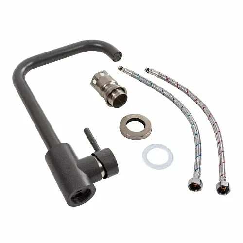 Змішувач кухонний Platinum NS02B (3008B-NA) поворотний одноважільний з нержавіючої сталі моріон (000041060) - фото 2