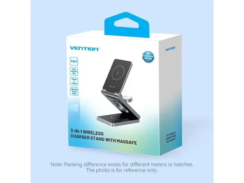 Бездротовий зарядний пристрій Vention 3-in-1 15 W Gray (FGFH0) - фото 12