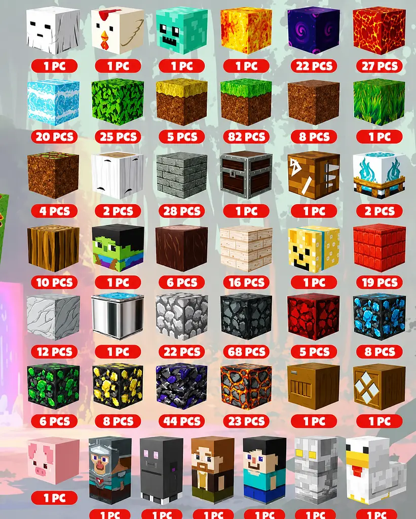 Магнітний конструктор Minecraft 500 шт по грі Майнкрафт Фортеця Mk001022.5 - фото 6