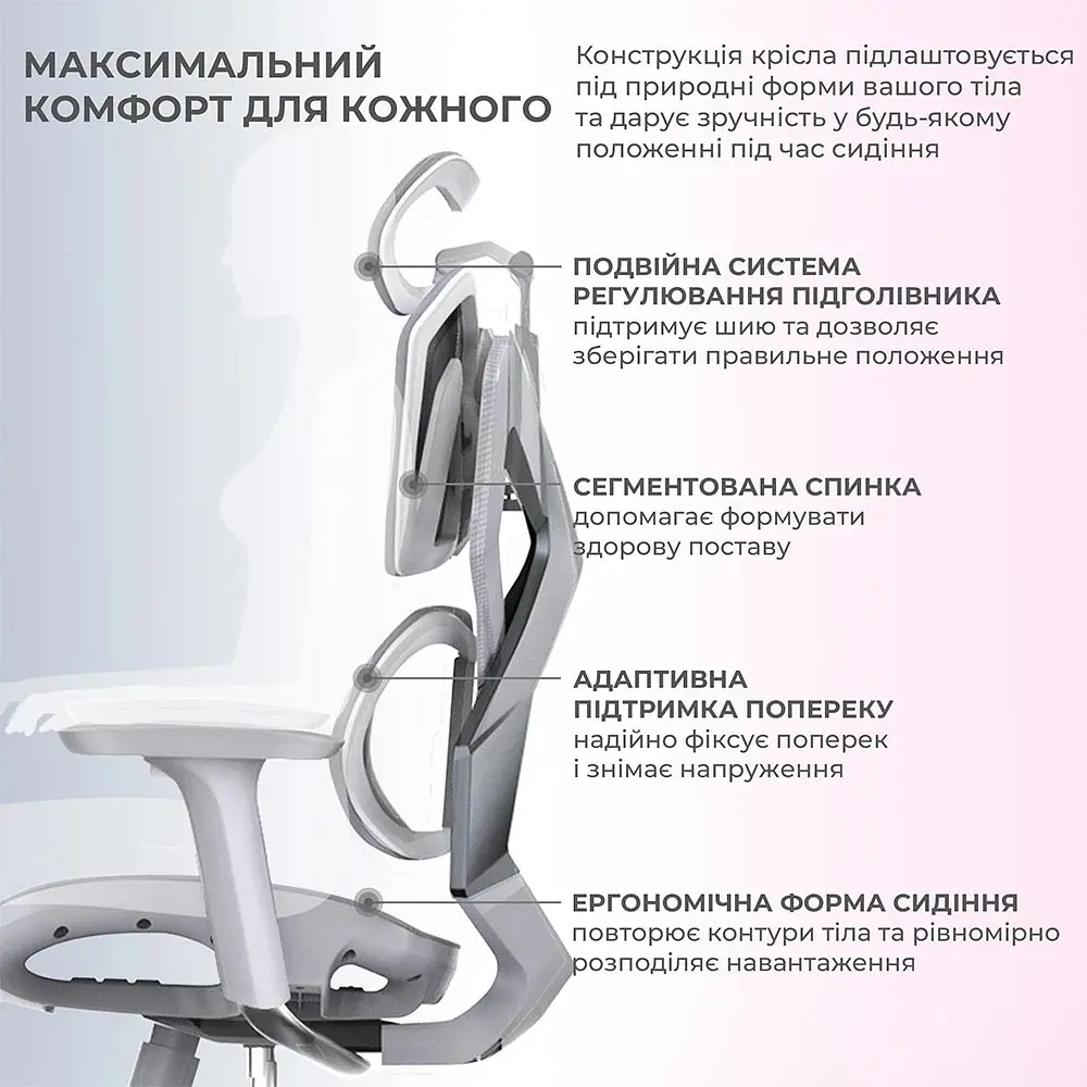 Крісло геймерське Sihoo Xallking X5C Mesh Grey (X5FC-N101) - фото 8