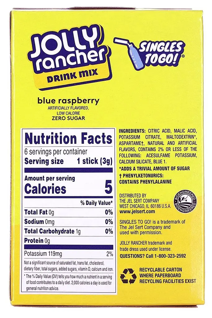 Порошковий напій Jolly Rancher Water Drink Mix Blue Raspberry 6 стіків - фото 6