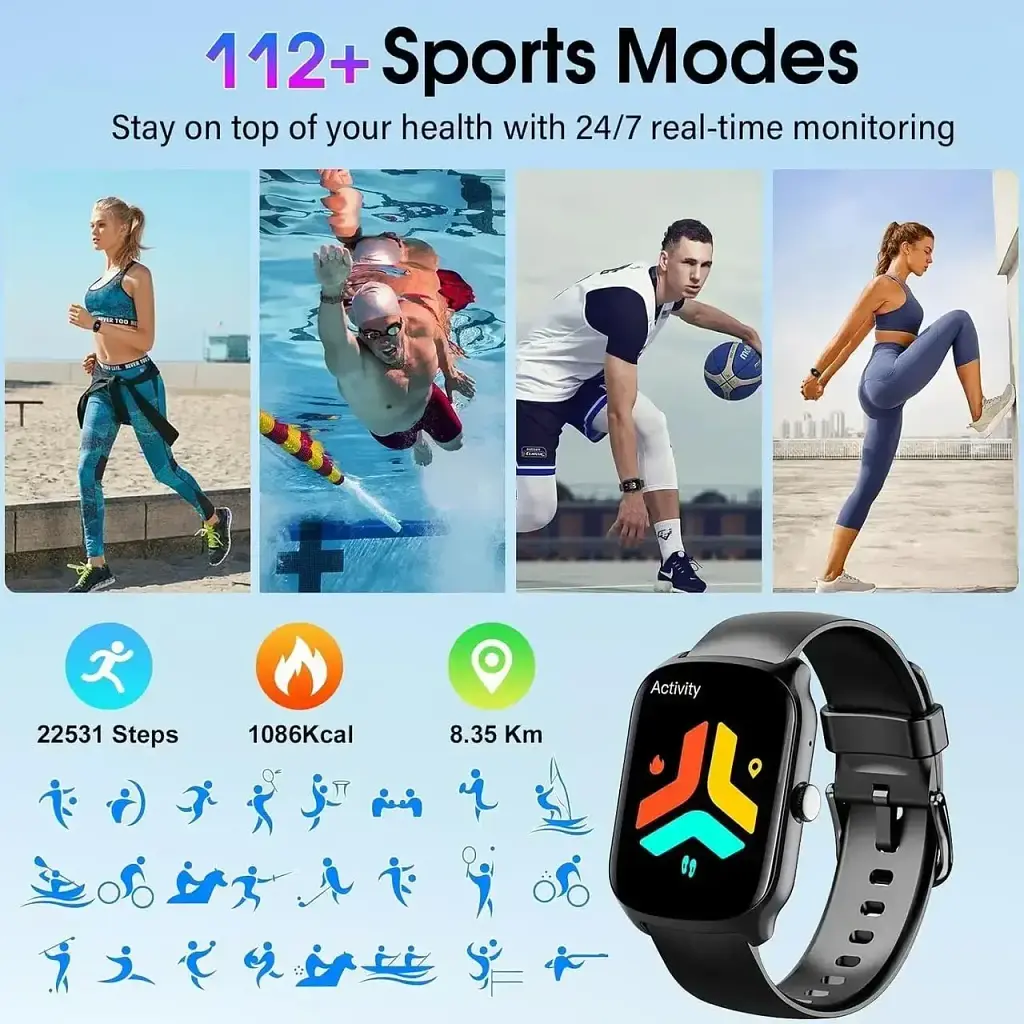 Cмарт годинник Qecnato S68, Smart Watch 1,95" з набором/відповіддю дзвінків, пульсометром/SPo2/монітором сну, IP68 - фото 4