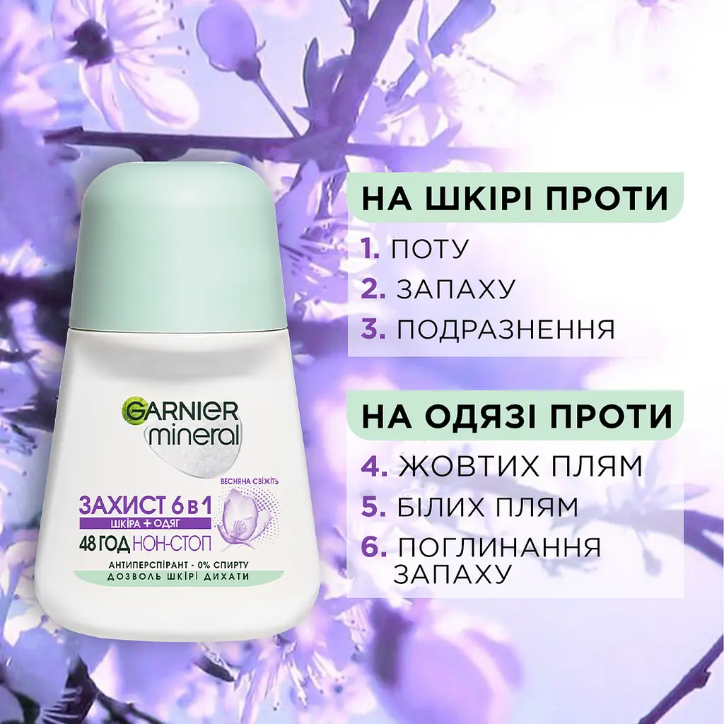 Дезодорант-антиперспірант Garnier Mineral Захист 5 Весняна свіжість кульковий 50 мл - фото 4