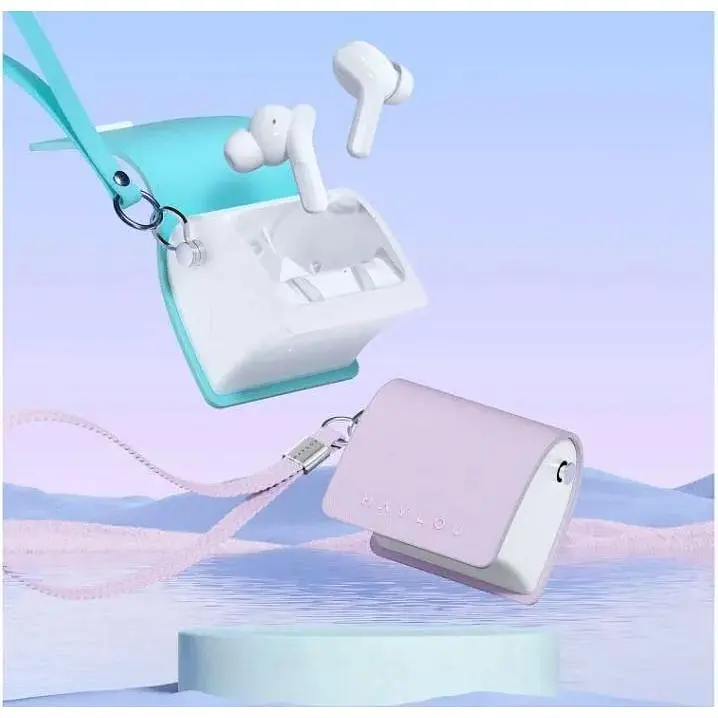 Наушники беспроводные Xiaomi Haylou Lady Bag TWS в кейсе фиолетовые - фото 5