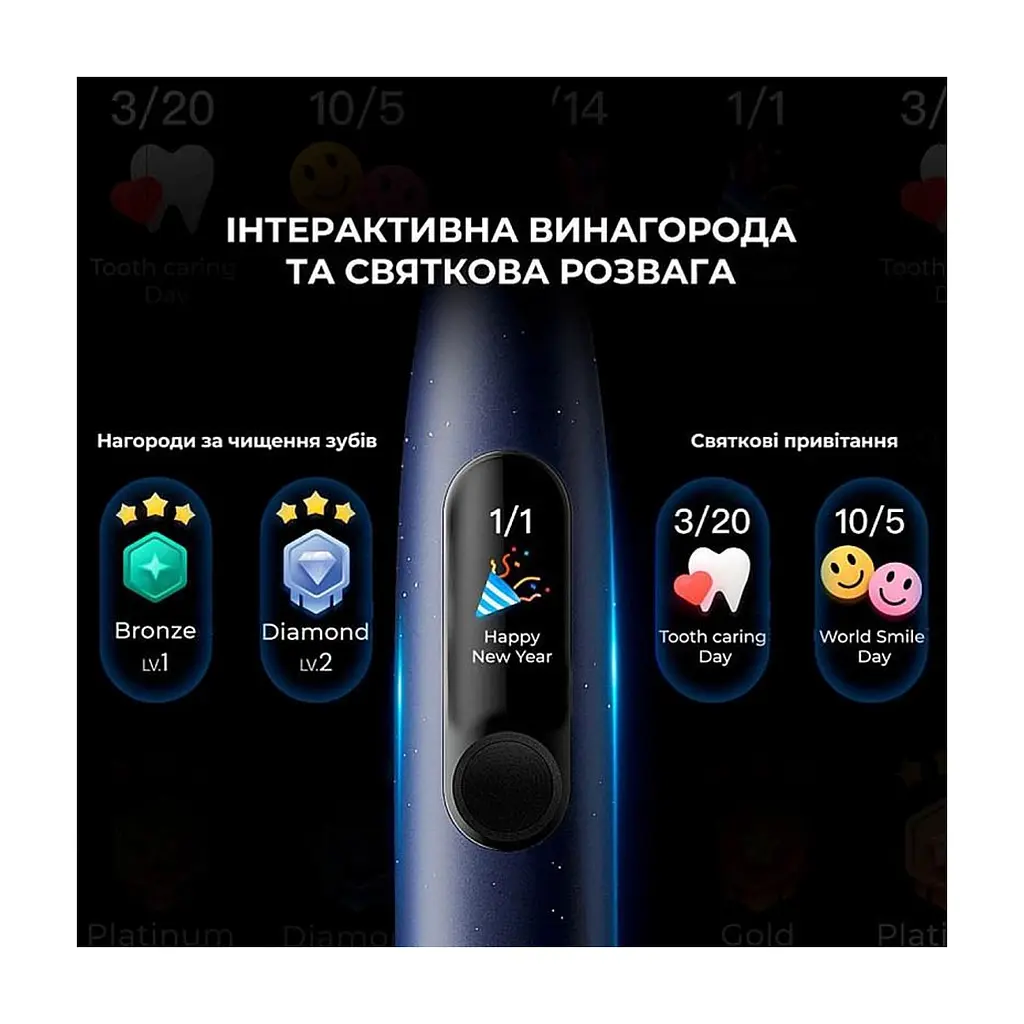 Электрическая зубная щетка Oclean X Plus Pro Digital Blue (6970810556186) - фото 6