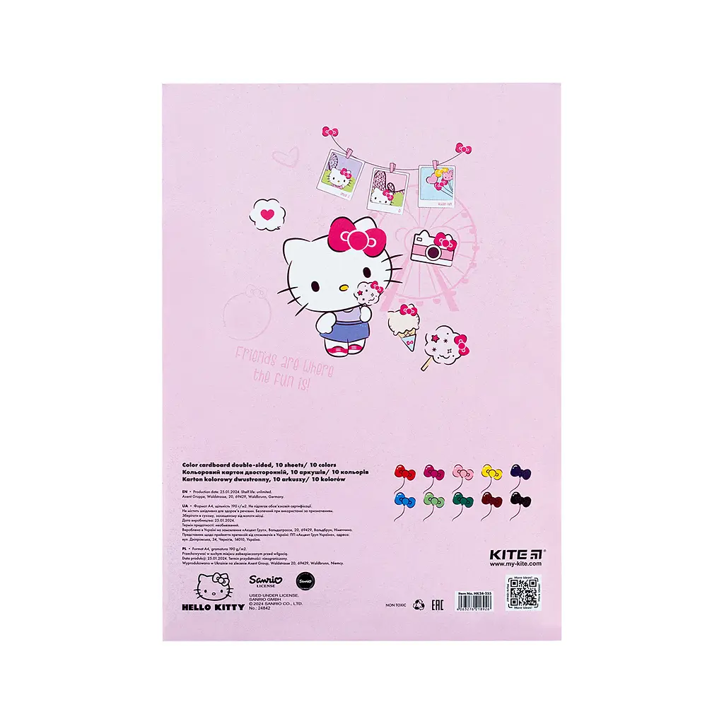 Кольоровий картон Kite А4 двосторонній Hello Kitty 10 аркушів (HK24-255) - фото 4