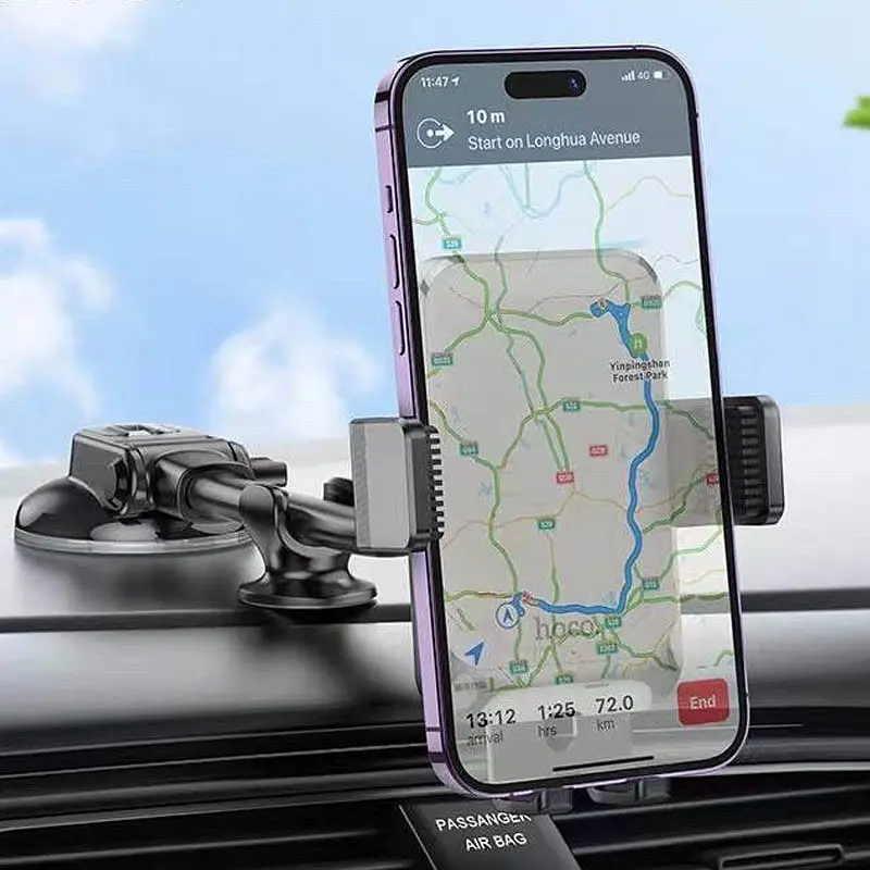 Автодержатель Hoco H27 Rock push-type (центральная консоль) Черный / Серый - фото 5