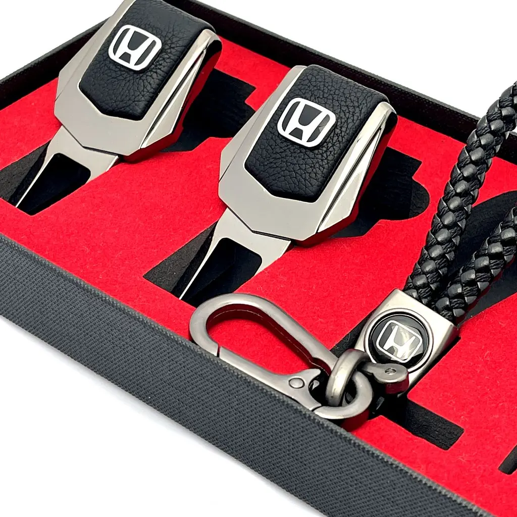 Подарунковий набір №1 для Honda із заглушками та брелоком з логотипом темний хром - фото 4